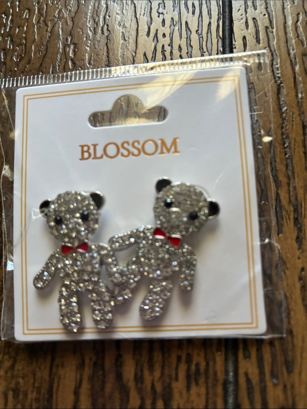 Blossom Sparkling Silver Teddy Bear Earrings